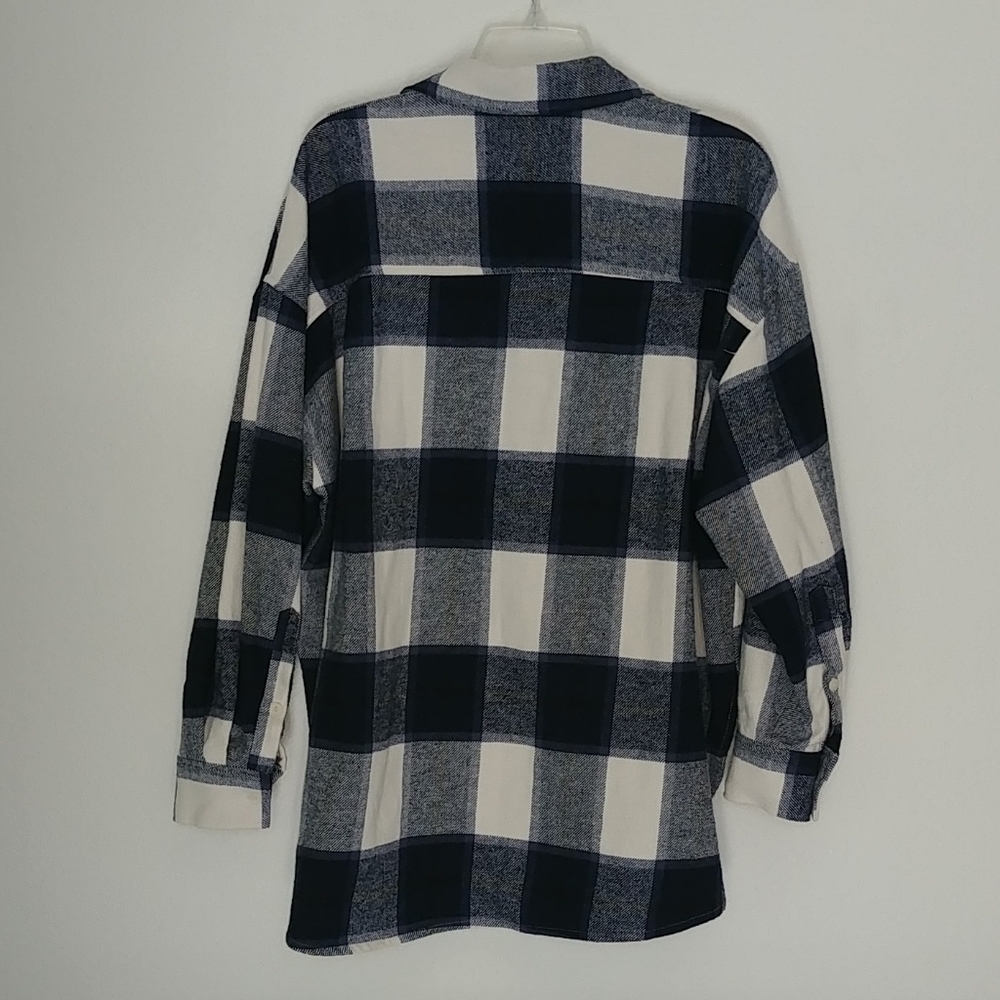 Zara Shacket Women's Size M Flannel Long Shirt Black Checker Plaid Button Down - Picture 12 of 12